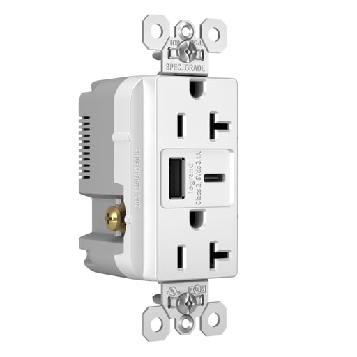 Pass & Seymour / Legrand - P&S TR20USBACW 20A 125V DUP TR REC