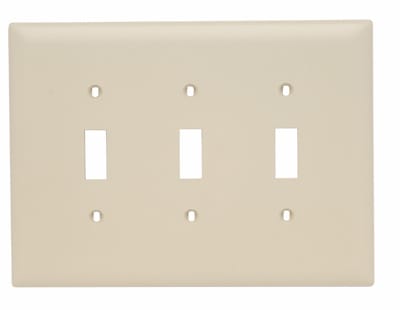 Pass & Seymour / Legrand - Pass & Seymour SPJ3-I 3-Gang 3-Toggle Ivory Smooth Thermoset Plastic Junior-Jumbo Wallplate