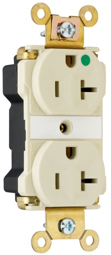 Pass & Seymour / Legrand - Pass & Seymour PT8300-I PlugTail™ Extra Heavy-Duty Hospital Grade Duplex Receptacle, 20A 125V - Ivory
