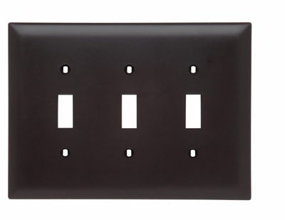 Pass & Seymour / Legrand - Pass & Seymour TPJ3 3Gang Wall Plate, Toggle Switch, Nylon, Jumbo - Brown