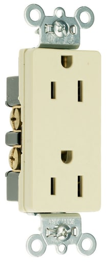Pass & Seymour / Legrand - Pass & Seymour 26242-I Heavy-Duty Decorator Spec Grade Duplex Receptacle Side Wire 15A 125V - Ivory