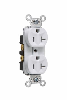 Pass & Seymour / Legrand - Pass & Seymour TR5362-W Tamper-Resistant Hard Use Spec Grade Duplex Receptacle Back & Side Wire 20Amp 125Volt White