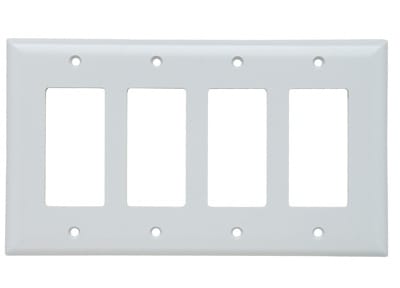 Pass & Seymour / Legrand - Pass & Seymour SPJ264-W 4Gang Wall Plate, Decorator, Junior-Jumbo - White