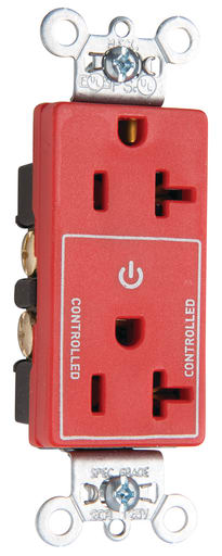 Pass & Seymour / Legrand - Pass & Seymour 26352CHRED 20A 125V Half Controlled Plug Load Duplex Outlet Red