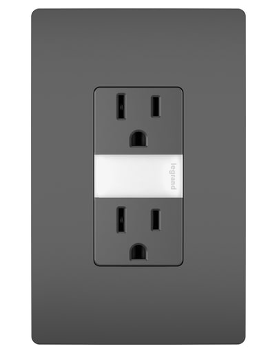 Pass & Seymour / Legrand - Pass & Seymour NTL885TRBKCC6 15A 125V Tamper-Resistant Duplex Outlet w/ LED Night Light - Black