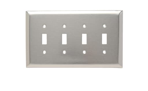 Pass & Seymour / Legrand - Pass & Seymour SSO4 4Gang Wall Plate, Toggle Switch, Jumbo - 302/304 Stainless Steel