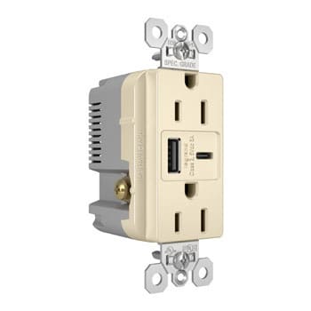 Pass & Seymour / Legrand - P&S TR15USBAC6LA 15A 125V TR REC +