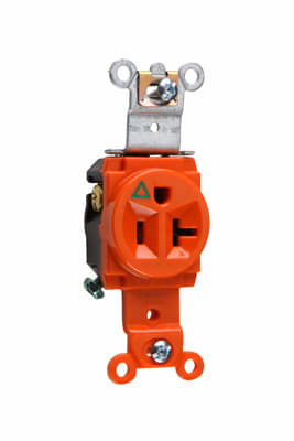 Pass & Seymour / Legrand - Pass & Seymour IG5361 Isolated Ground Heavy-Duty Spec Grade Single Receptacle, Back & Side Wire, 20A 125V - Orange