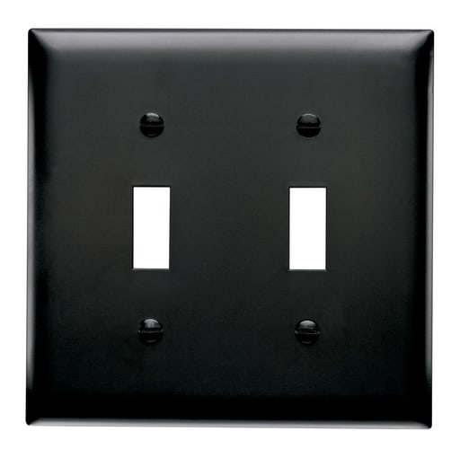 Pass & Seymour / Legrand - Pass & Seymour TP2-BK 2Gang Wall Plate, Toggle Switch, Nylon, Standard - Black