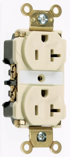 Pass & Seymour / Legrand - Pass & Seymour 5362-ALA Industrial Extra Heavy-Duty Spec Grade Duplex Receptacle, Back & Side Wire, 20A 125V - Light Almond