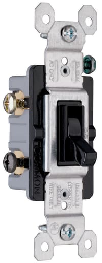 Pass & Seymour / Legrand - Pass & Seymour 663-BKG 15 Amp 120 VAC 3-Way Black Thermoplastic Toggle Switch