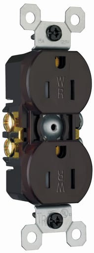 Pass & Seymour / Legrand - Pass & Seymour 3232-TRWR 15A 125V 2-Pole 3-Wire Duplex Receptacle, NEMA 5-15R - Brown