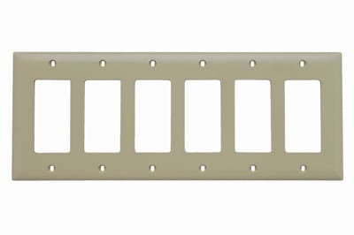 Pass & Seymour / Legrand - Pass & Seymour TP266-I 6Gang Wall Plate, Decorator, Nylon, Standard - Ivory