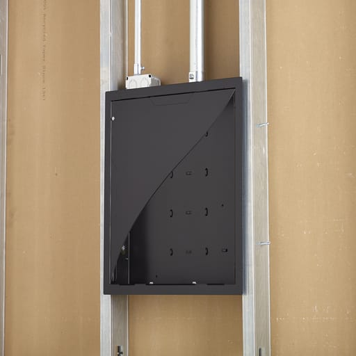 The Wiremold Co - Wiremold WMPAC526FC In-Wall Storage Box, for A/V, Power & Data, w/ Flange & Cover, 14.25" x 14.25" x 3.9", Black Flange