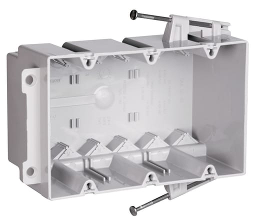 Pass & Seymour / Legrand - Pass & Seymour S3-54-RAC Triple Gang Switch & Outlet Box w/ Captive Mounting Nails, Six Auto/Clamps