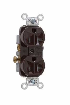 Pass & Seymour / Legrand - Pass & Seymour TR20 20 Amp 125 VAC 2-Pole 3-Wire NEMA 5-20R Brown Nylon Tamper-Resistant Duplex Receptacle