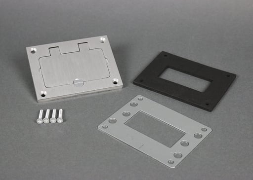 The Wiremold Co - Wiremold 828GFITCAL 3.29 x 4.31" Brushed Aluminum Floor Box GFI Face Plate