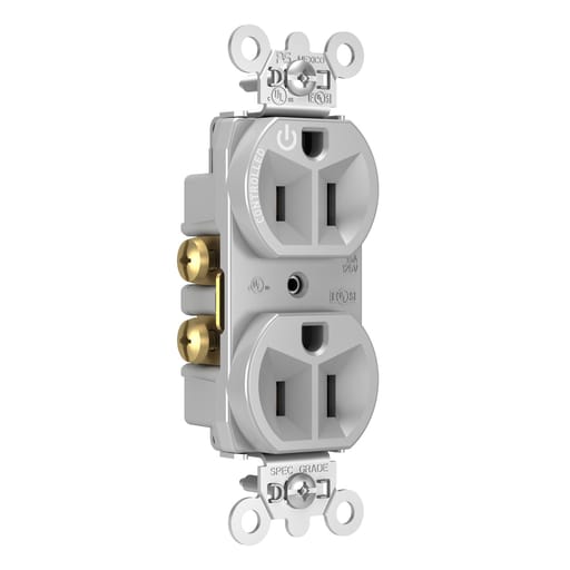 Pass & Seymour / Legrand - Pass & Seymour 5262CH-GRY 15A 125V Half Control Duplex Outlet Gray