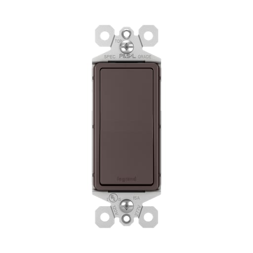 Pass & Seymour / Legrand - Pass & Seymour TM870-DBCC10 Decorator Switch, 1Pole, 15A 120/277V w/ Ground, Side and Back Wire - Dark Bronze