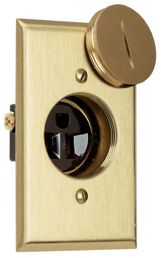 Pass & Seymour / Legrand - Pass & Seymour 1542-TR-DR Tamper-Resistant Display Receptacle, 15Amp 125Volt With Brass Plate And Plug. Brown.