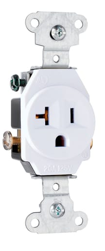 Pass & Seymour / Legrand - Pass & Seymour 5351-W Heavy-Duty Spec Grade Single Receptacle Side Wire 20Amp 125Volt, White