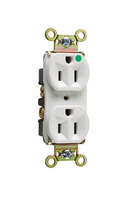 Pass & Seymour / Legrand - Pass & Seymour 8200-HW Heavy-Duty Hospital Grade Compact Design Duplex Receptacle Back & Side Wire 15Amp 125Volt, White