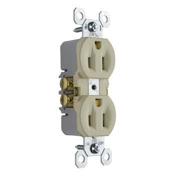Pass & Seymour / Legrand - Pass & Seymour 3232-I Duplex Grounding Receptacle w/ High-Impact Resistant Thermoplastic Construction, 15 Amp, 125 Volt, Ivory