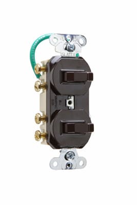 Pass & Seymour / Legrand - Pass & Seymour 693-G 15 AmPass & Seymour 120/277 Volts, Double Three-Way Combination Switch, Grounding, Brown