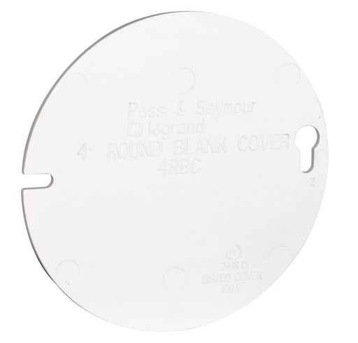 Pass & Seymour / Legrand - Pass & Seymour 4RBC-W 4" Round Flat Blank Box Cover, White