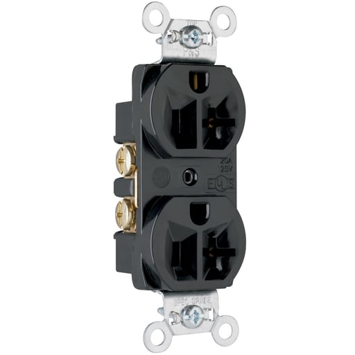 Pass & Seymour / Legrand - Pass & Seymour CRB5362-BK Construction Spec Grade Duplex Receptacle, Back & Side Wire, 20A 125V - Black