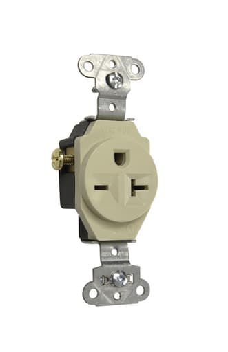 Pass & Seymour / Legrand - Pass & Seymour 5851-I Heavy-Duty Spec Grade Single Receptacle, Side Wire 20Amp 250Volt, Ivory