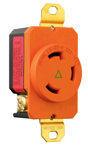 Pass & Seymour / Legrand - Pass & Seymour IGL530-R Turnlok Single Receptacle, 3wire, 30amp 125V Isolated Ground - Orange