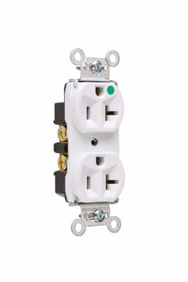 Pass & Seymour / Legrand - Pass & Seymour 8300-HW Heavy-Duty Hospital Grade Compact Design Duplex Receptacle Back & Side Wire 20Amp 125Volt, White