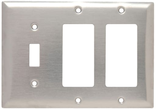Pass & Seymour / Legrand - Pass & Seymour SS1262 3Gang Wall Plate, 1-Toggle / 2-Decorator, Standard - 302 Stainless Steel