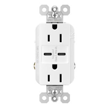 Pass & Seymour / Legrand - P&S TR15USBCC6W 15A 125V TR REC + 2