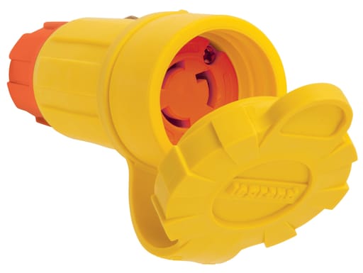 Pass & Seymour / Legrand - Pass & Seymour 25W47AM 15A 125V Locking Anti Microbial IP67 L5-15R Connector, Orange/Yellow