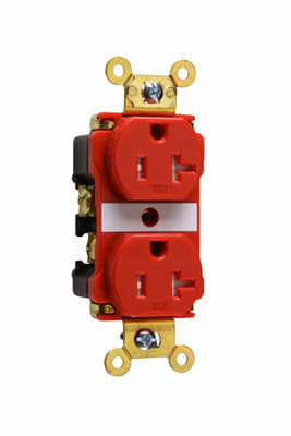 Pass & Seymour / Legrand - Pass & Seymour TR63-RED 20 Amp 125 VAC 2-Pole 3-Wire NEMA 5-20R Red Nylon Tamper-Resistant Duplex Receptacle
