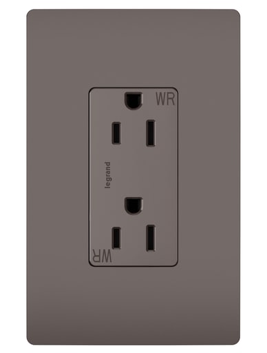 Pass & Seymour / Legrand - Pass & Seymour 885-TRWR radiant® Decorator Tamper-Resistant Receptacle, Weather-Resistant, 15A 125V (5-15R), Brown