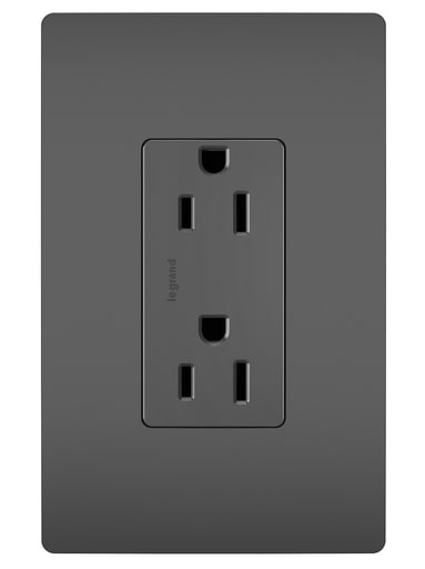 Pass & Seymour / Legrand - Pass & Seymour 885-BK Decorator Duplex Receptacle, 15Amp 125Volt Side & Speedwire, Black