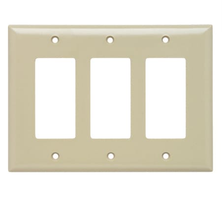 Pass & Seymour / Legrand - Pass & Seymour SPJ263-I 3-Gang 3-Decorator Ivory Smooth Thermoset Plastic Junior-Jumbo Wallplate