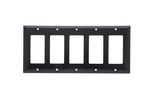 Pass & Seymour / Legrand - Pass & Seymour SP265BK 5-Gang 5-Decorator Black Smooth Thermoset Plastic Standard Wallplate