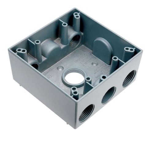 Pass & Seymour / Legrand - Pass & Seymour WPB352 3/4 Inch 30.5 In. Gray Die-Cast Aluminum 2-Gang 5-Hole Surface Mounting Weatherproof Box