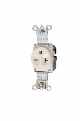 Pass & Seymour / Legrand - Pass & Seymour 5871-LA Single Receptacle, HD Spec Grade, 20A 250V, Back & Side Wired - Light Almond