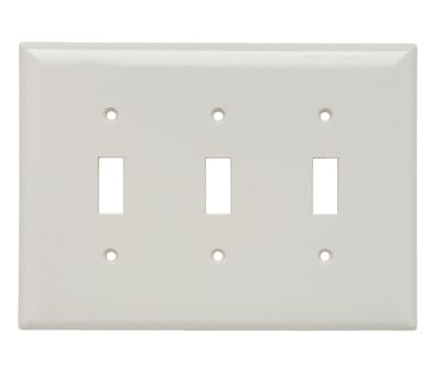 Pass & Seymour / Legrand - Pass & Seymour SPJ3-LA 3-Gang 3-Toggle Light Almond Smooth Thermoset Plastic Junior-Jumbo Wallplate