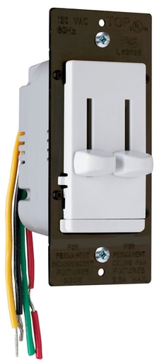 Pass & Seymour / Legrand - Pass & Seymour LSDC-16WV Dual Slide 3-Speed De-Hummer Fan Control With Single Pole Dimmer, White
