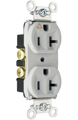 Pass & Seymour / Legrand - Pass & Seymour IG5362-GRY Isolated Ground Heavy-Duty Spec Grade Duplex Receptacle, Back & Side Wire, 20A 125V - Gray