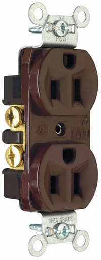 Pass & Seymour / Legrand - Pass & Seymour CRB5262 Construction Spec Grade Duplex Receptacle Back & Side Wire 15Amp 125Volt, Brown