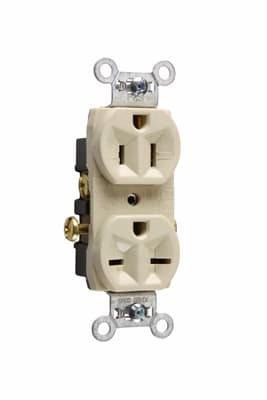 Pass & Seymour / Legrand - Pass & Seymour 5290-I Hard Use Spec Grade Combination Duplex Receptacle Side Wire 15A 125/250V - Ivory