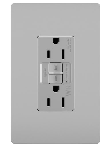 Pass & Seymour / Legrand - Pass & Seymour 1597-TRWRGRY 15A 125V Self-Test Tamper-Resistant Weather-Resistant GFCI Gray