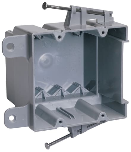 Pass & Seymour / Legrand - Pass & Seymour P2-35-RAC Double Gang Switch & Outlet Box w/ Captive Mounting Nails, Four Auto/Clamps